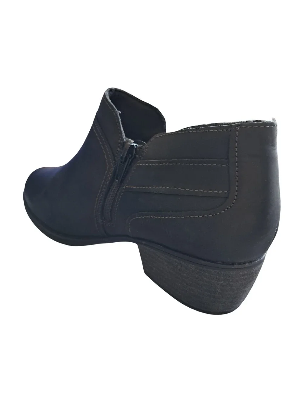 Clarks Charlten Grace Leather Black Ankle Boots Size 9W Wide Width New